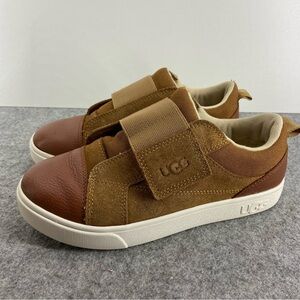 UGG Rennon Low Chestnut Leather Slip On Velcro Shoes Kid Size 2